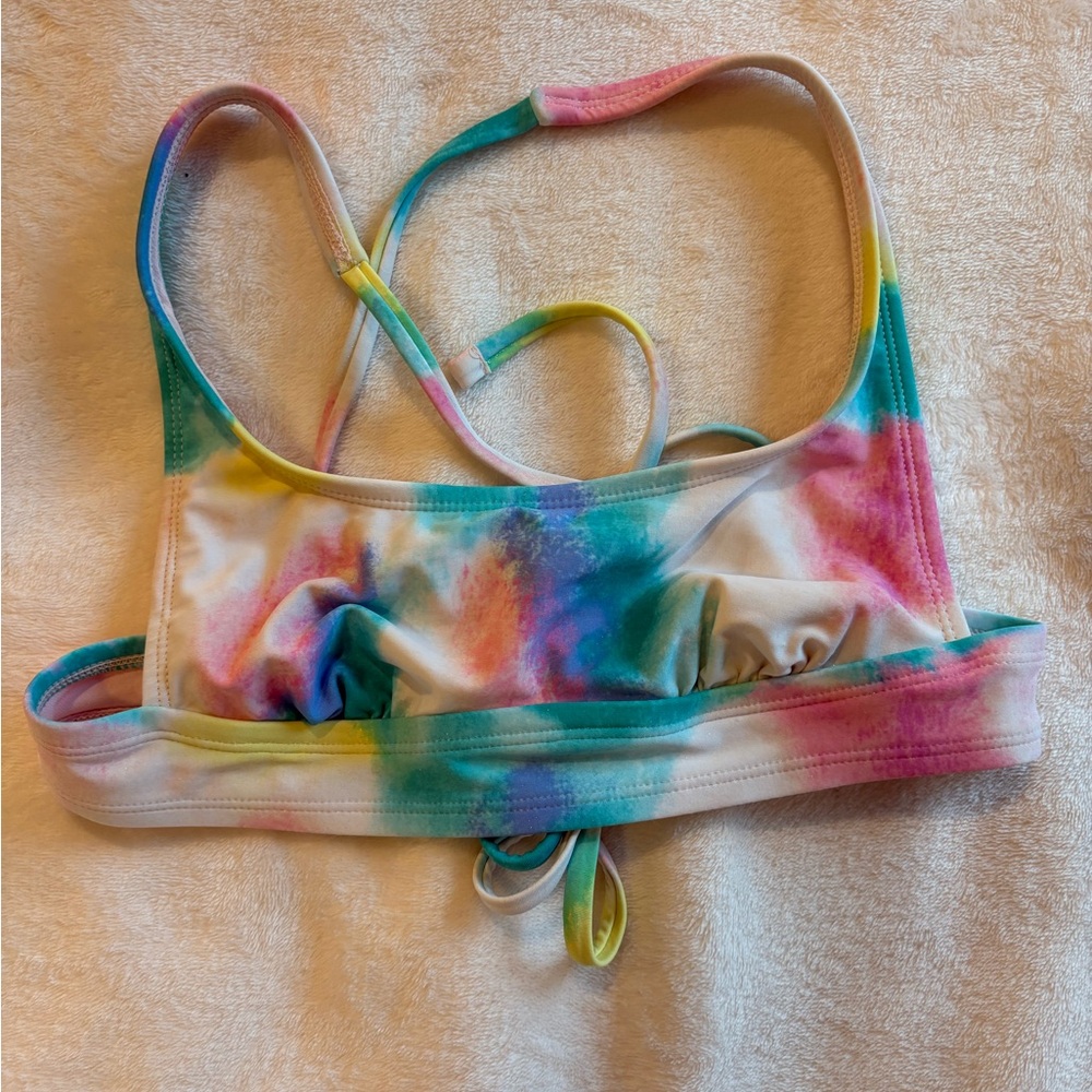 Xhilaration Pink Blue Yellow Tie Dye Bikini Top Size Small S